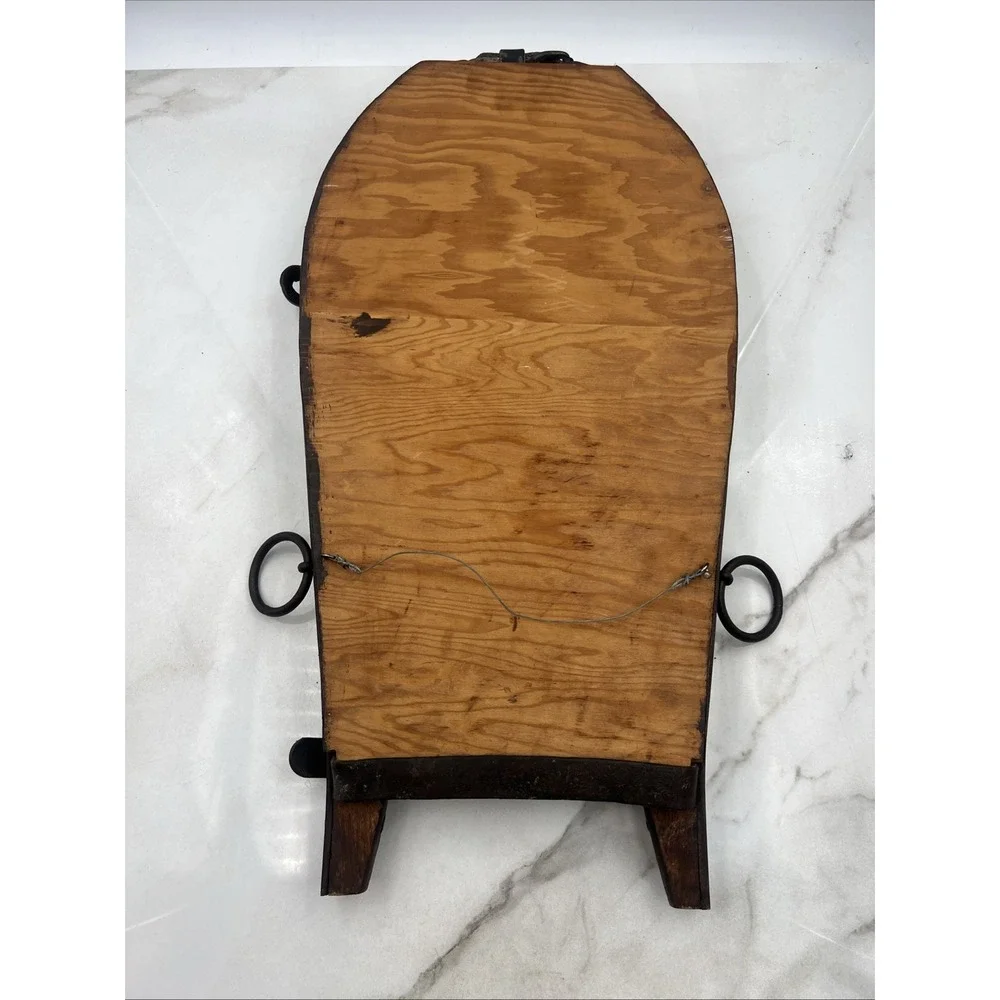 Antique Horse Harness Mirror Rustic Equestrian Decor Wood Iron Leather Wall Art
